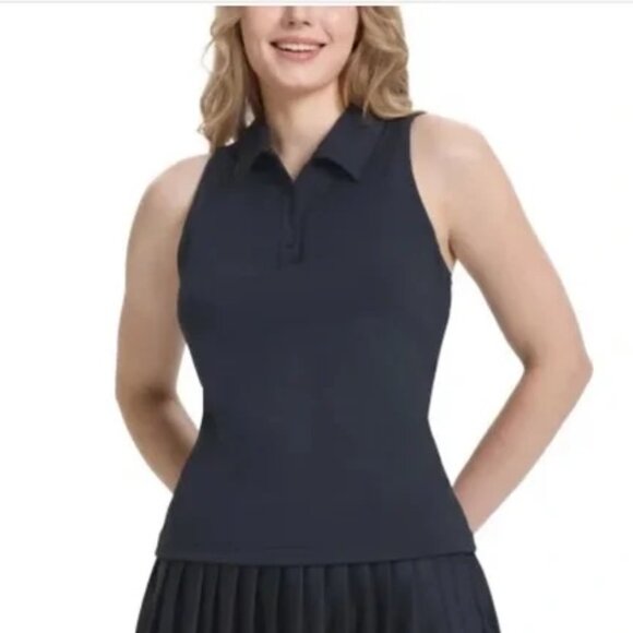 NWT Tretorn Ladies' Sleeveless Polo Top - Black - Picture 1 of 7